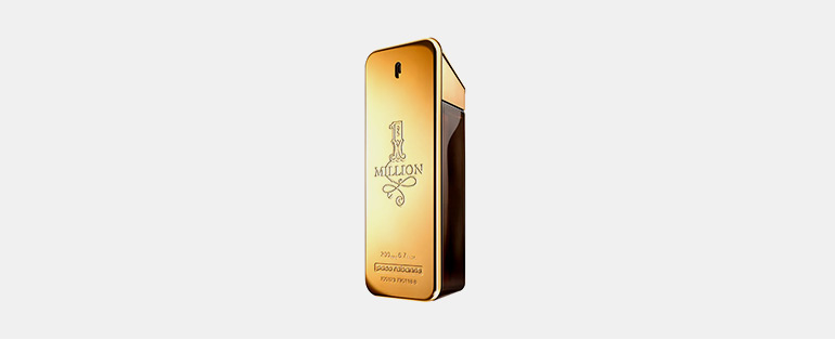 Imagem da embalagem dourada do perfume Paco Rabanne 1 Million Eau de Toilette