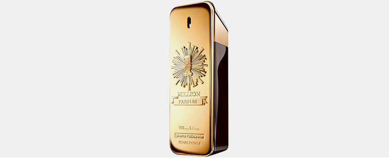 Imagem da embalagem dourada do perfume Paco Rabanne 1 Million Eau de Parfum
