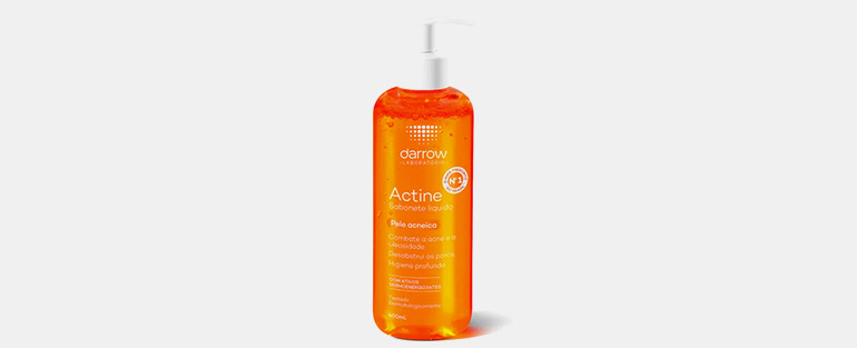 Imagem de sabonete líquido facial da marca Darrow com emabalagem laranja.