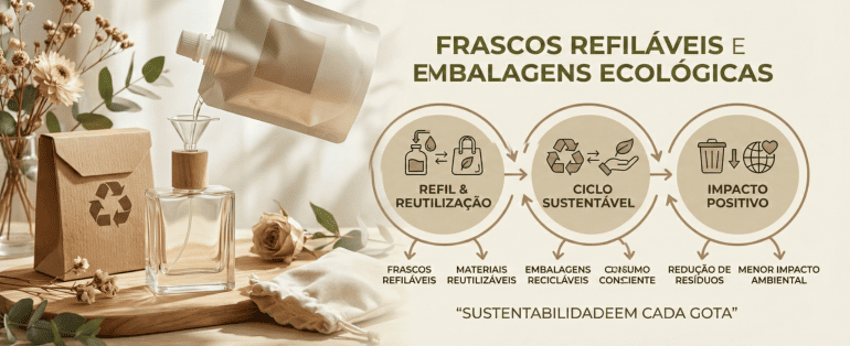Frascos refiláveis e embalagens ecológicas