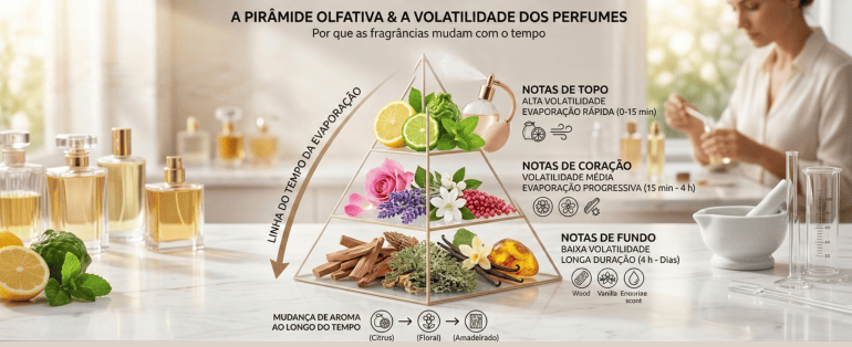 O que é a pirâmide olfativa e por que o perfume muda