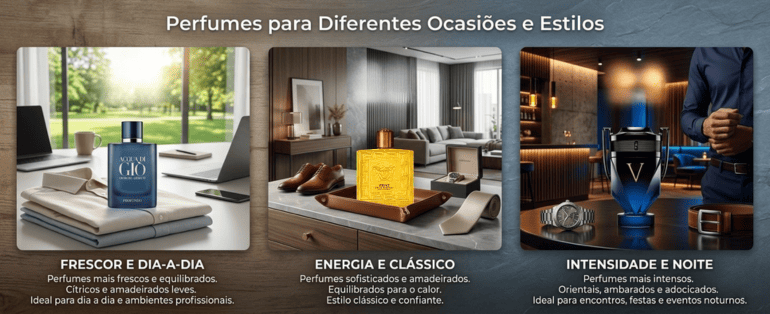 Perfumes para diferentes ocasiões e estilos
