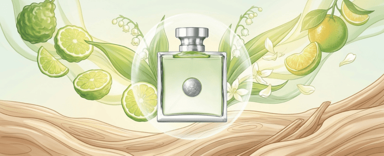 Versace Versense Eau de Toilette: frescor sofisticado com fundo amadeirado